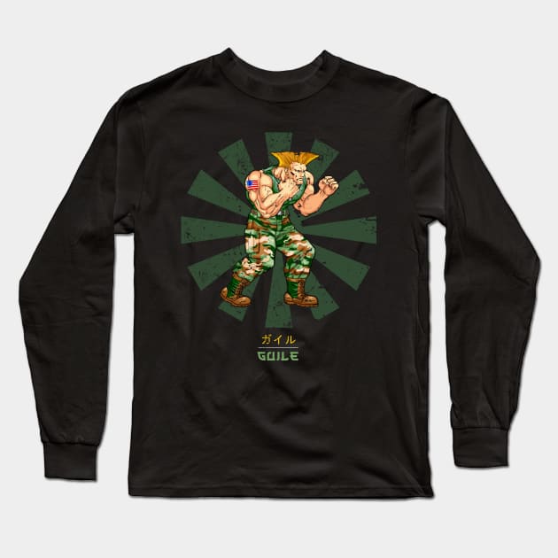 Guile Street Fighter Retro Japanese Long Sleeve T-Shirt by Nova5